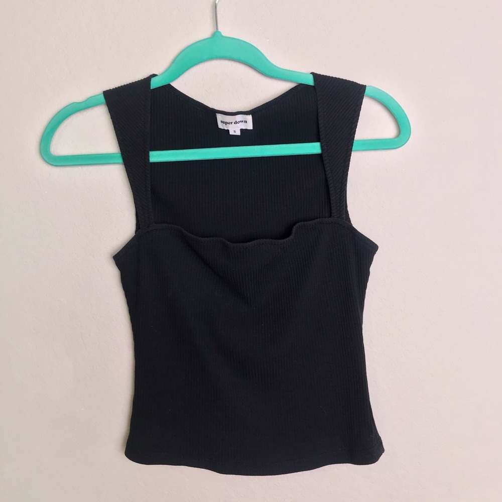 Revolve Superdown | Ribbed Black Tank Top S - Picture 3 of 4
